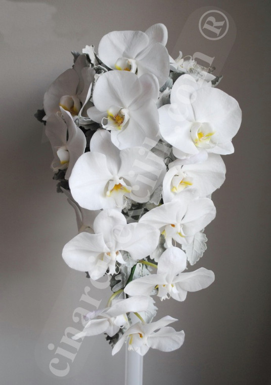 Beyaz Orkide Gelin Buketi