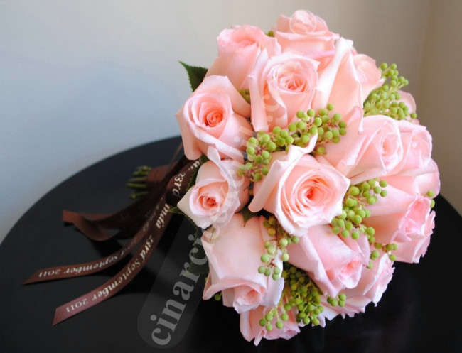star pembe gul gelin buketi