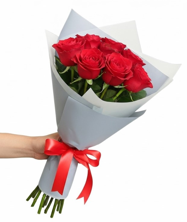 7 Adet Kırmızı Gül Buketi - Zarif ve Şık Sunum