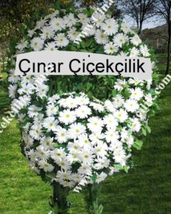 Beyaz Jerbera Lilyum Cenaze Çelengi