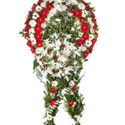 Beyaz-Kırmızı Gerber Cenaze Çelenği