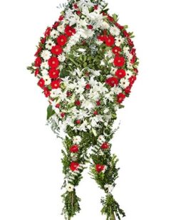 Beyaz-Kırmızı Gerber Cenaze Çelenği