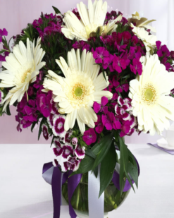 Cam Fanusta Hüsnü Yusuf ve Beyaz Gerbera - C-CAM142