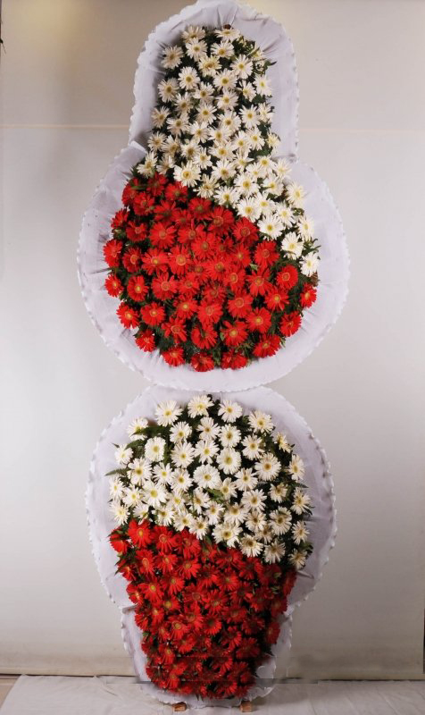 Kırmızı Beyaz Düğün Açılış Nişan Çelenkleri Çift Katlı - Görsel 2