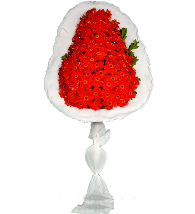 Tek Katlı Kırmızı Gerbera Düğün Açılış Nikah Çiçeği - Görsel 2