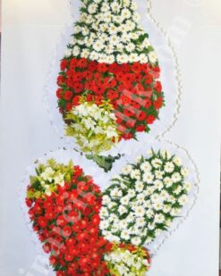 3 Göbekli Kırmızı Beyaz Düğün Açılış Nikah Çiçekleri