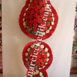 3 Katlı Kırmızı Beyaz Düğün Açılış Nikah Çiçekleri