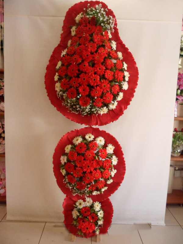 3 Katlı Kırmızı Beyaz Düğün Açılış Nikah Çiçekleri - Görsel 2