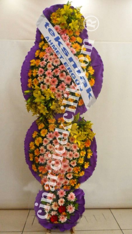 3 Katlı Turuncu Pembe Düğün Açılış Nikah Çiçekleri