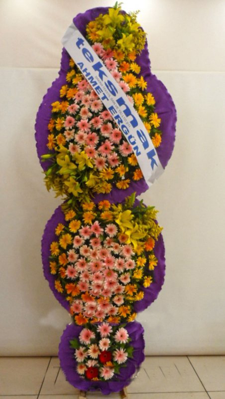 3 Katlı Turuncu Pembe Düğün Açılış Nikah Çiçekleri - Görsel 2