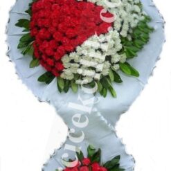 Düğün Açılış Nikah Çiçekleri Çift Katlı Kırmızı Beyaz