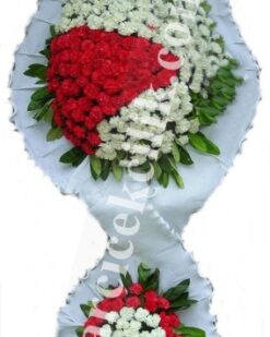 Düğün Açılış Nikah Çiçekleri Çift Katlı Kırmızı Beyaz