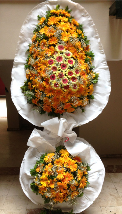Düğün Açılış Nikah Çelenk Çiçekleri Turuncu Beyaz - Görsel 2