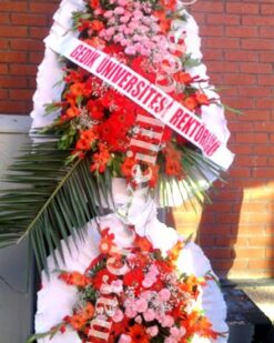 Düğün Acılış Nişan Çelenk Çift Katlı Kırmızı