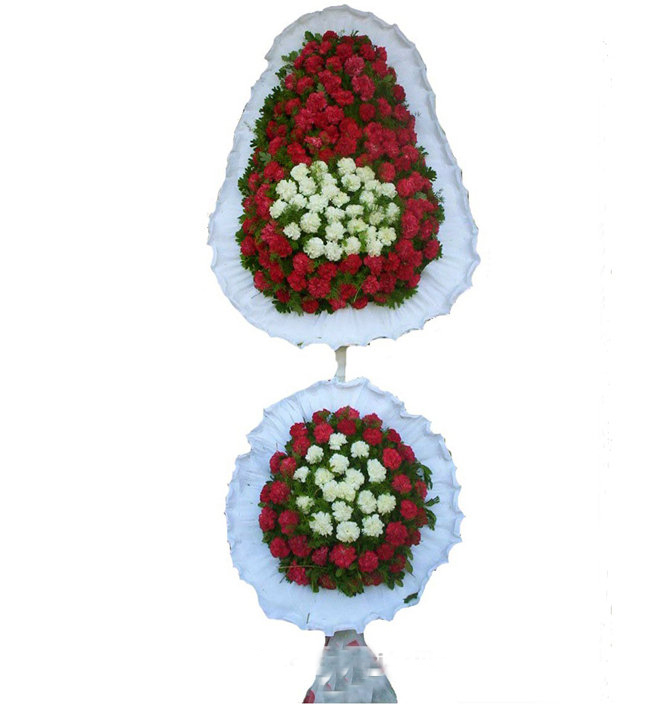 Beyaz Kırmızı Düğün Nişan Açılış Çelenk Çift Katlı - Görsel 2