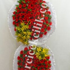 Sarı Kırmızı Çift Katlı Düğün Nişan Açılış Çelenkleri