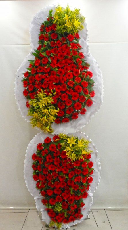 Sarı Kırmızı Çift Katlı Düğün Nişan Açılış Çelenkleri - Görsel 2