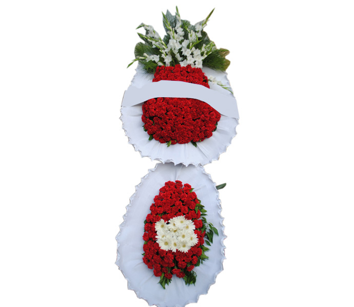 Kırmızı Beyaz Düğün & Nişan Çelenk Çift Katlı - Görsel 2