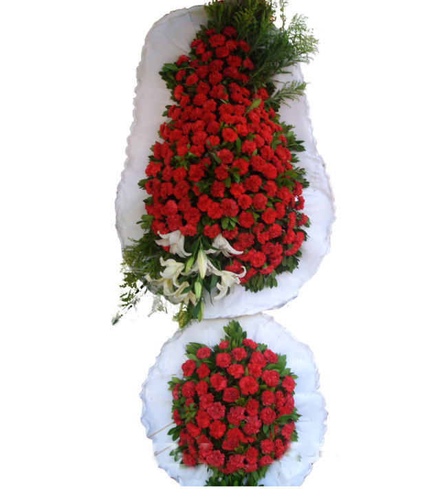 Kırmızı Karanfil Çift Katlı Düğün Nişan Açılış Çiçekleri - Görsel 2