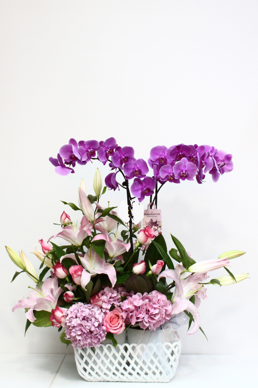Dörtlü Pembe Orkide Gül Lilyum C-OR139 - Görsel 2