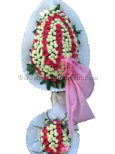 Çift Katlı Pembe Beyaz Düğün Nişan Açılış Çiçekleri