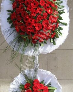 Çift Katlı Kırmızı İnci Düğün Acılış Nişan Çelenk