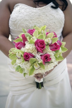 Pembe Gül Yeşil OrkideGelin Buketleri - Görsel 2