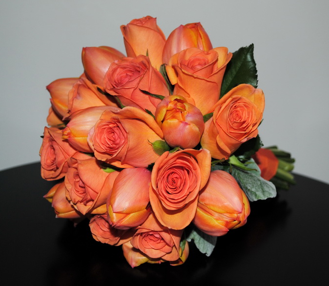 Turuncu Lale Gül Gelin Buketi - Görsel 2