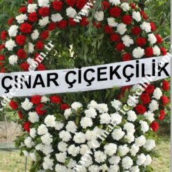 Kırmızı Beyaz Karanfil Cenaze Çelenği