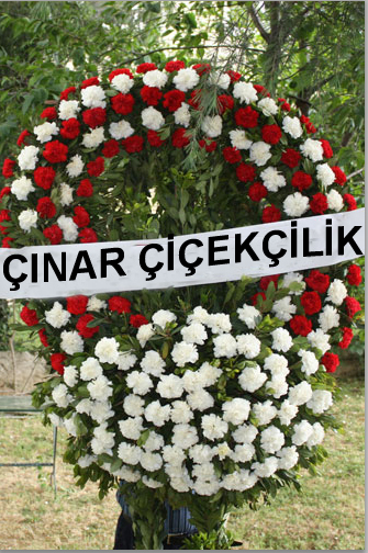 Kırmızı Beyaz Karanfil Cenaze Çelenği - Görsel 2