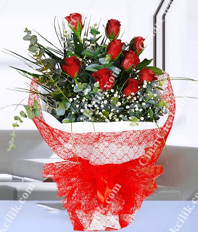 Sevgilim 9 Kırmızı Gül Buketi C-BUK101