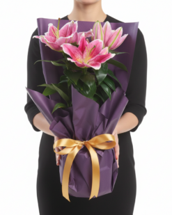 Özel Tasarım Saksıda Mis Kokulu Pembe Lilyum