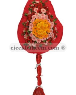 Tek Katlı Turuncu Kırmızı Düğün Açılış Nikah Çelenk