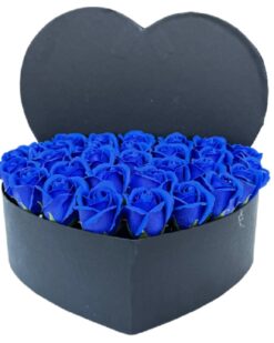 21 Adet Gerçeğinden Ayırt Edilemez Mavi Gül | Lüks Siyah Kutu Tasarımı