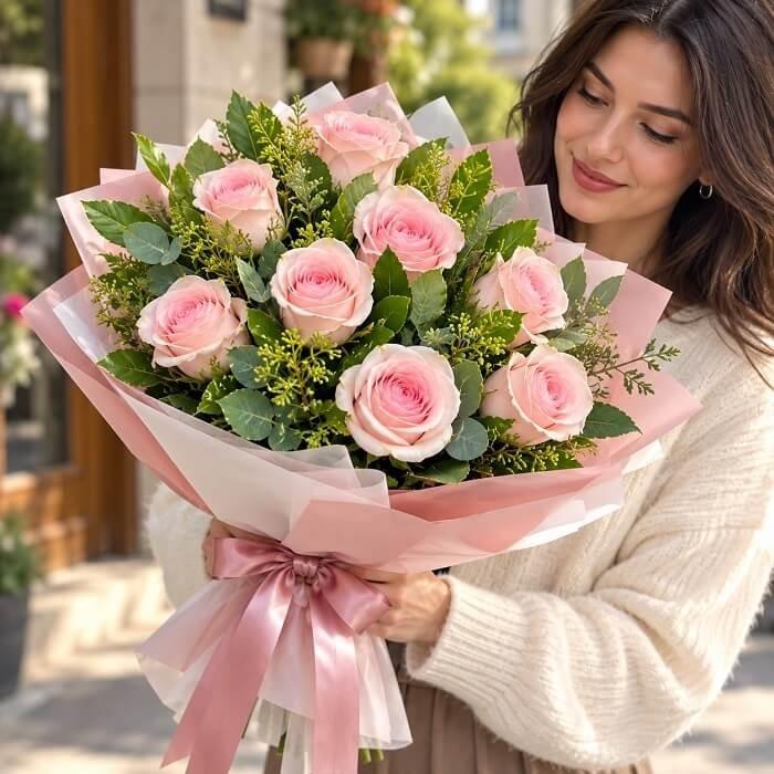 Beautiful Day 11 Adet İtal Pembe Gül Buketi