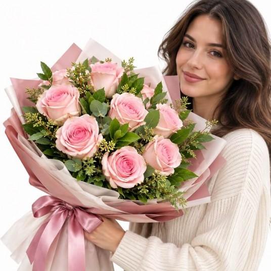 Beautiful Day 11 Adet İtal Pembe Gül Buketi
