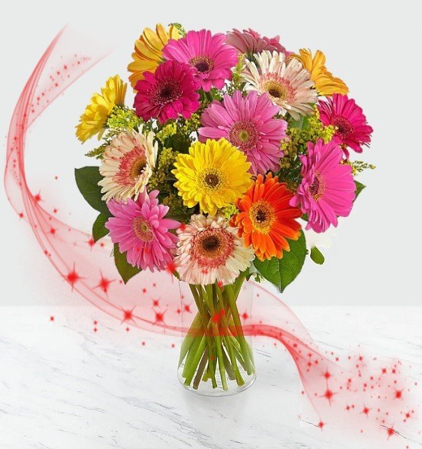 Sonsuz Sevgi – Cam Vazoda Renkli Gerbera Aranjmanı