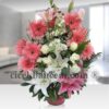 Sıcak Bir Merhaba – Pembe Gerbera ve Beyaz Çiçek Aranjmanı
